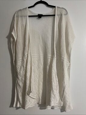 new directions Cream Open-Knit Crochet Cardigan